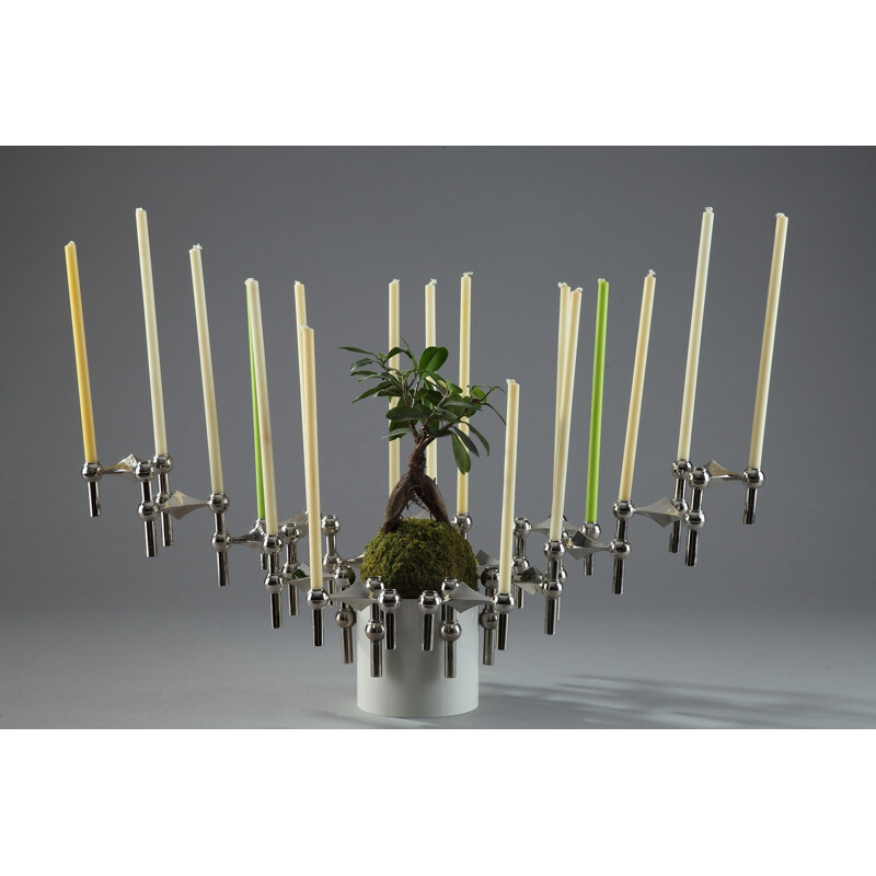 Set of 15 modular candleholders and flowerpot by Nagel, Germany - 1970