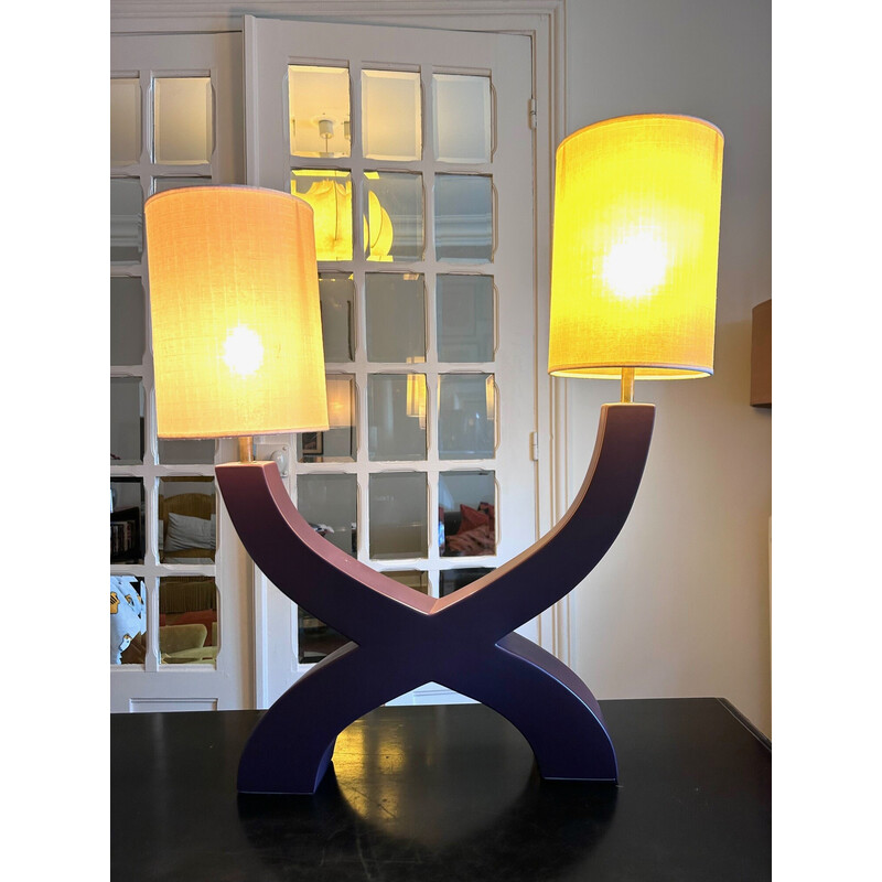 Vintage ceramic lamp by Mathias Paris for Masse Fourmaintraux, 1990