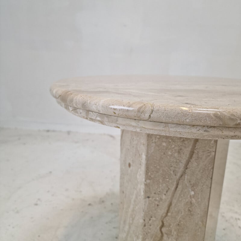 Pair of vintage travertine pedestal tables, Italy 1980