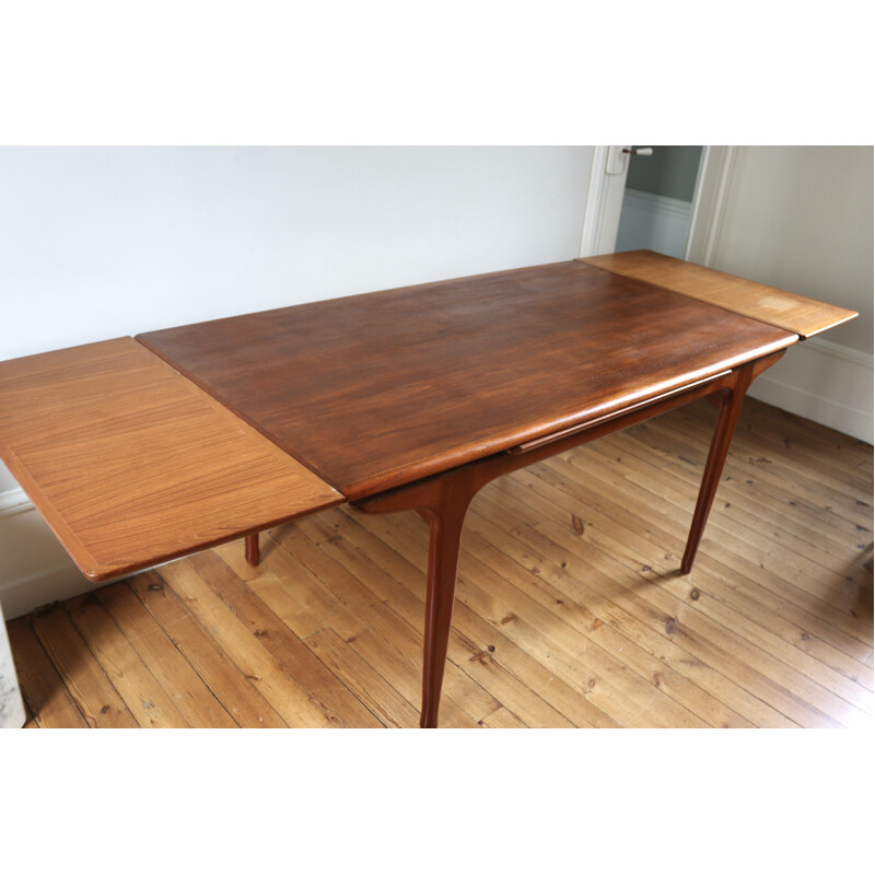 Vintage teak table with extensions by Tricoire and Vecchione for Meubles Tv Paris, 1960