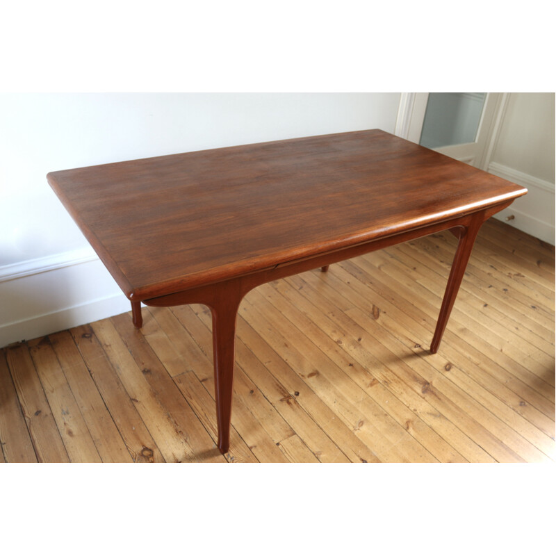 Vintage teak table with extensions by Tricoire and Vecchione for Meubles Tv Paris, 1960