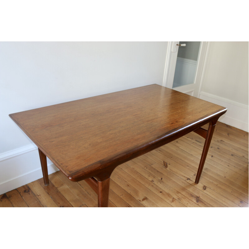 Table vintage en teck avec rallonge asymétrique par Johannes Andersen pour Samcom, 1960