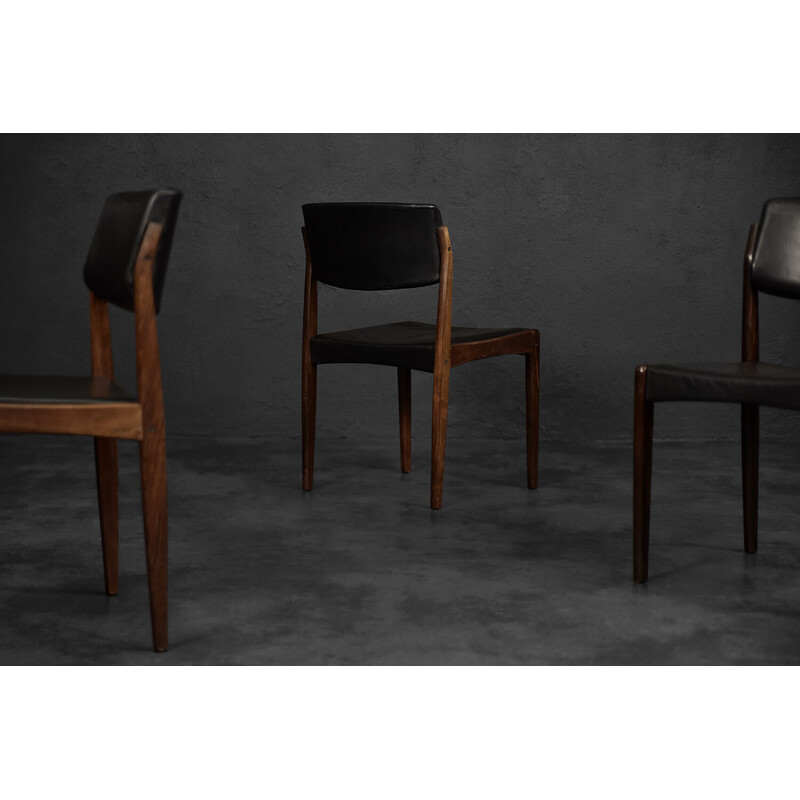 Lot de 3 chaises vintage en palissandre et cuir par H.W. Klein pour Bramin, Danemark 1960