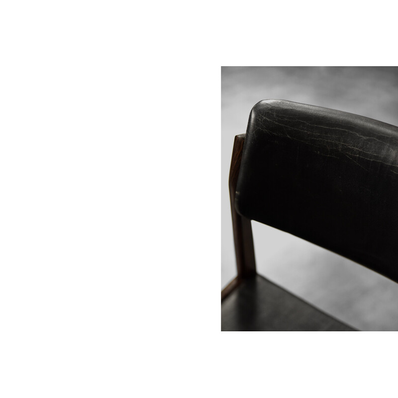 Lot de 3 chaises vintage en palissandre et cuir par H.W. Klein pour Bramin, Danemark 1960