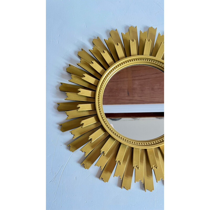 Vintage sun-shaped mirror in glass and synthetic material, 2000