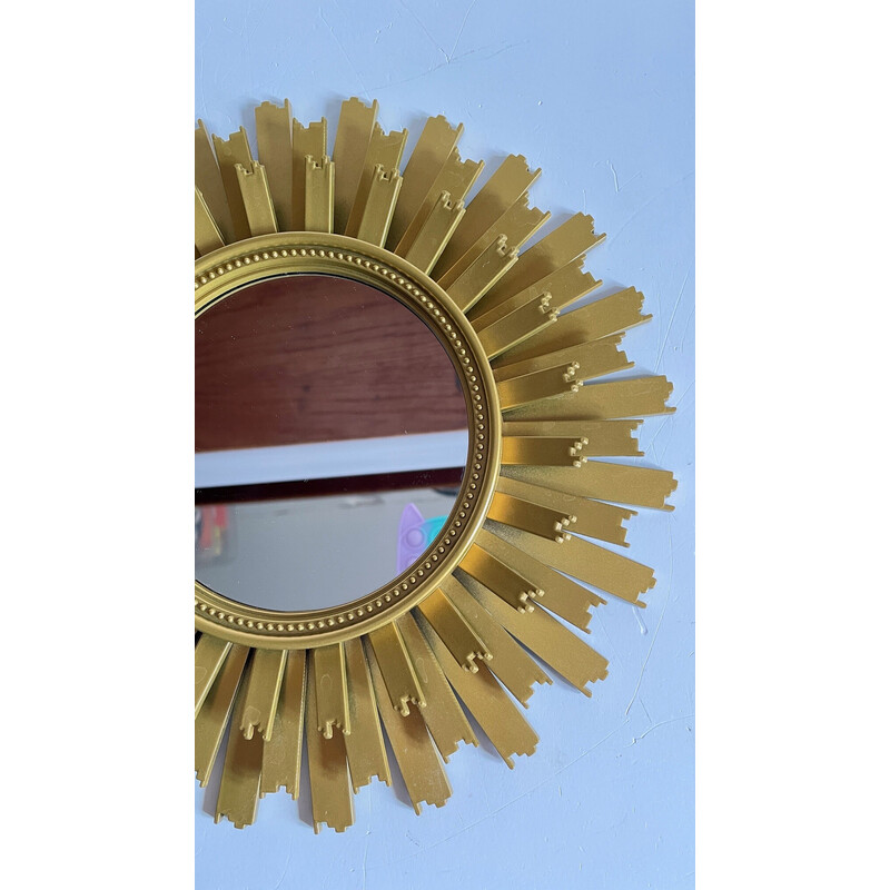Miroir vintage en forme de soleil en verre et matière synthétique, 2000