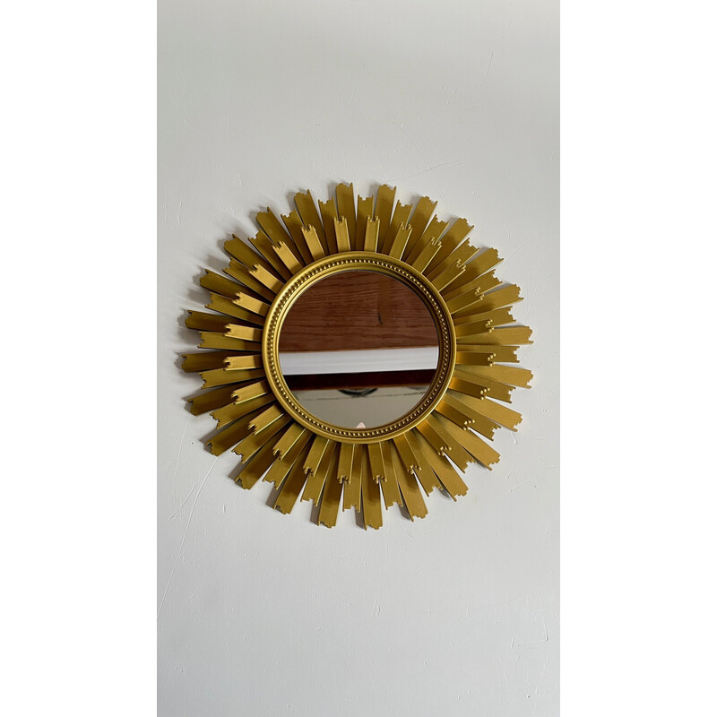 Vintage sun-shaped mirror in glass and synthetic material, 2000