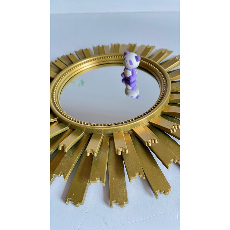 Vintage sun-shaped mirror in glass and synthetic material, 2000