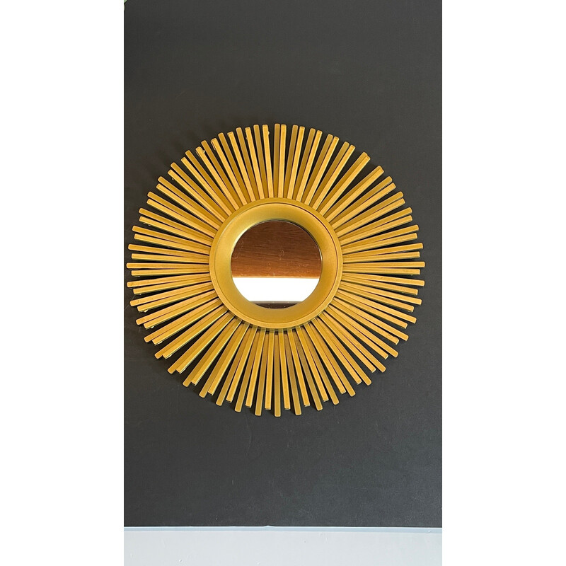 Miroir vintage en forme de soleil en verre et matière synthétique, 2000