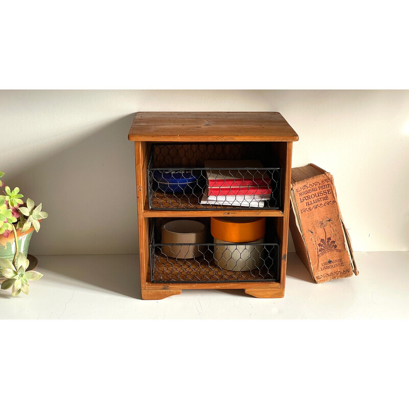 Vintage wooden and metal drawer box, 1980