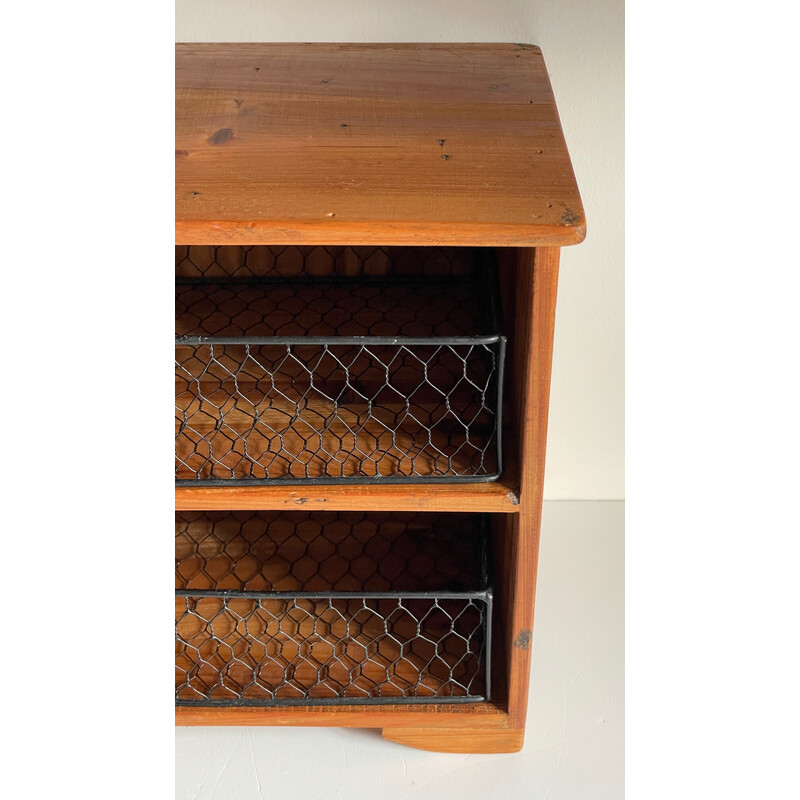 Boîte à tiroirs vintage en bois et métal, 1980