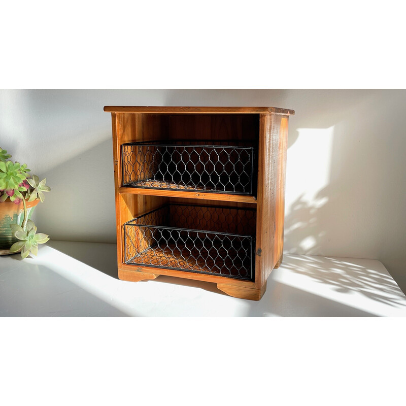 Vintage wooden and metal drawer box, 1980