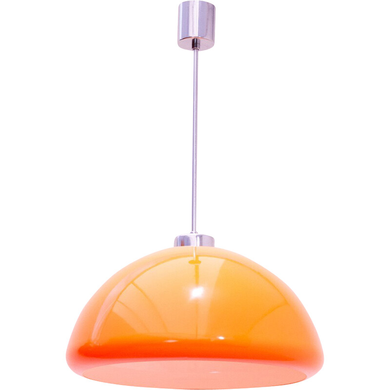 Vintage Space Age pendant lamp in chrome and plastic by Harvey Guzzini for Meblo, 1970