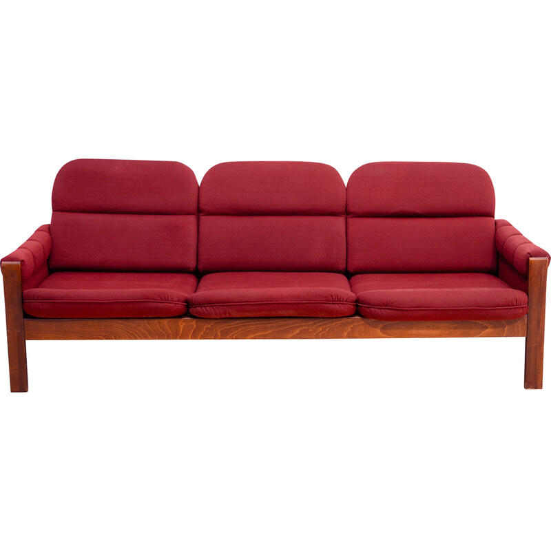 Vintage 3-seater sofa in beech wood, 1970