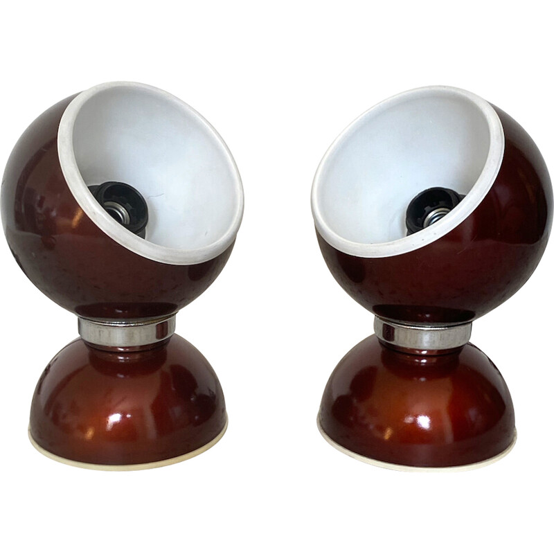 Pair of vintage Space Age eye lamps in aluminum and chrome by Goffredo Reggiani for Reggiani, Italy 1960