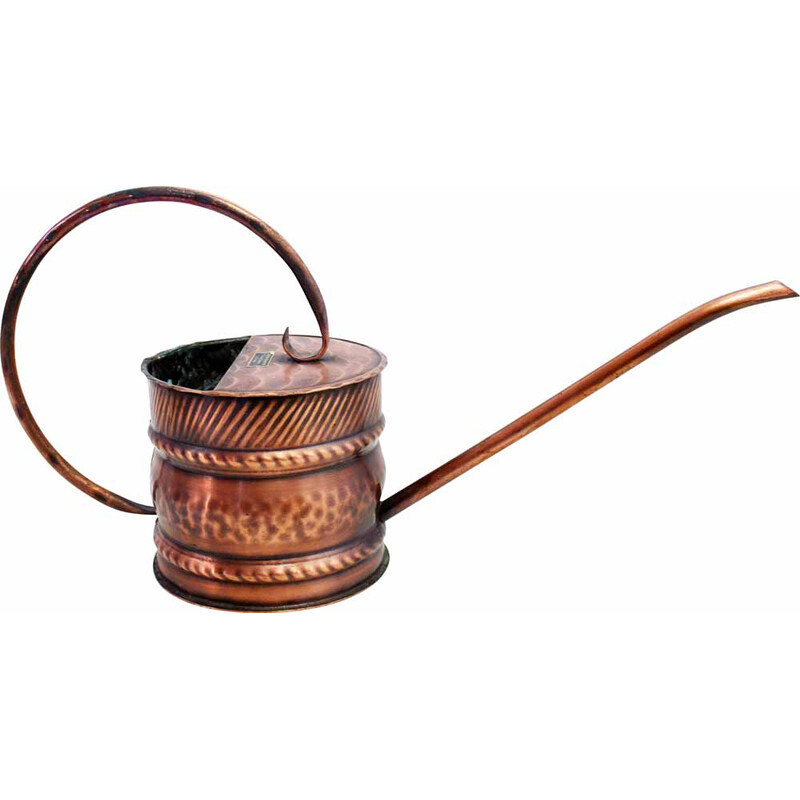 Vintage hammered copper watering can, 1960