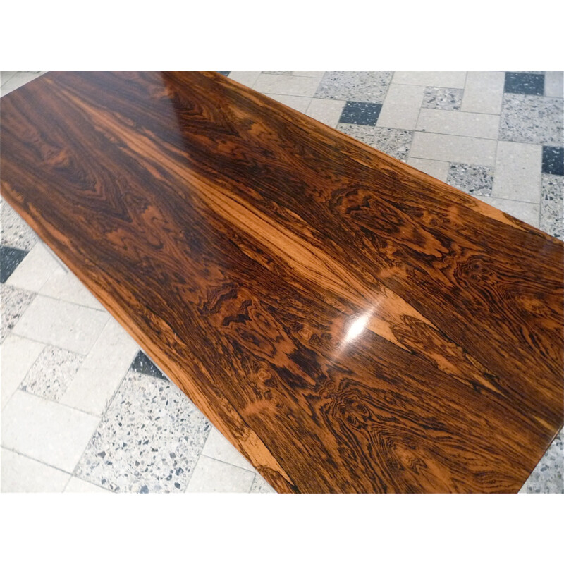 Minimalist rosewood coffee table with chromed steel legs - 1960s