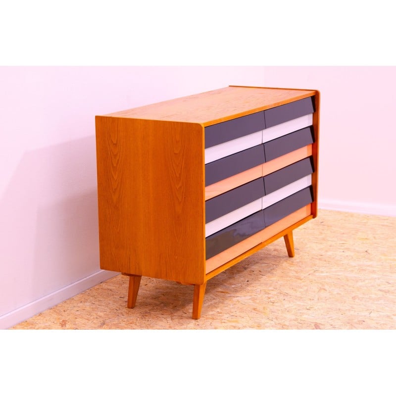 Vintage U-458 chest of drawers in beech wood and plywood by Jiri Jiroutek for Interier Praha, Czechoslovakia 1960