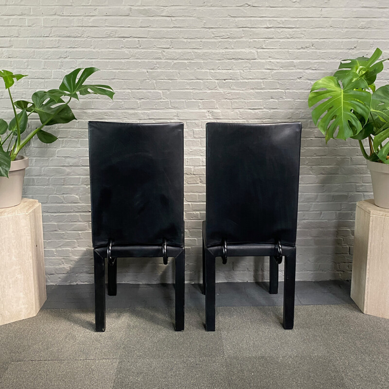 Pair of vintage Arcalla chairs in black leather by Paolo Piva for B et B, Italy 1990