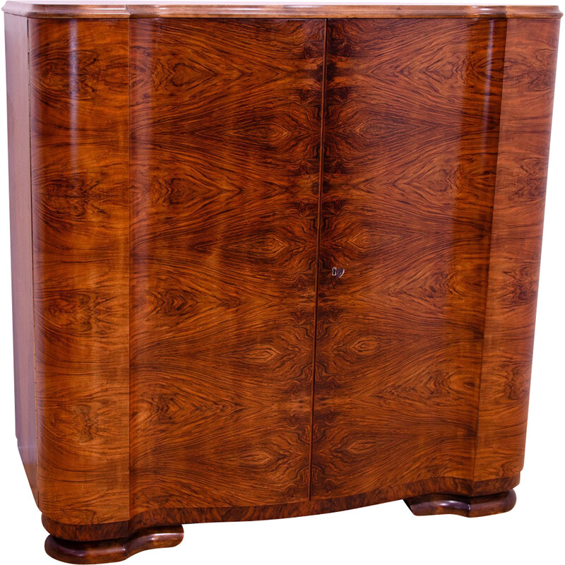 Vintage Art Deco chest of drawers in walnut wood, Czechoslovakia 1930