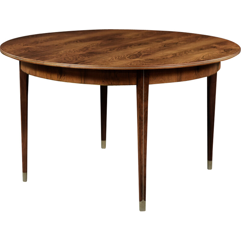 Vintage round rosewood dining table by Agner Christoffersen for N.C. Christoffersen, Denmark 1948