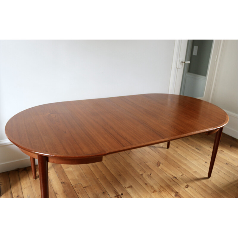 Vintage teak table with 2 extensions by Hovmand Olsen for Mse Mobler, 1960