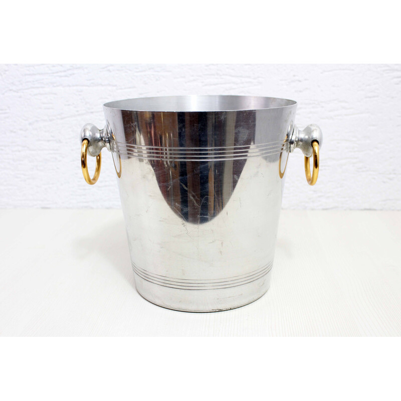 Vintage aluminum champagne bucket by Henri Maire
