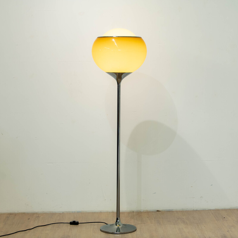 Vintage Bud floor lamp in chrome metal and plastic for Harvey Guzzini, Italy 1970