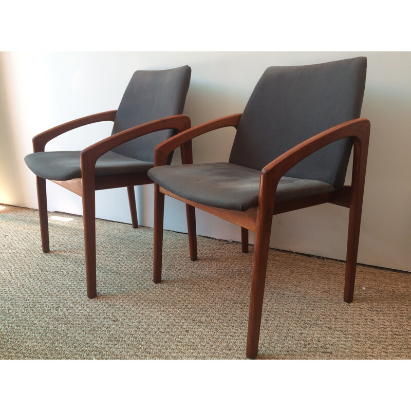 Pair of teak Scandinavian chairs by Kai Kristiansen -1960s