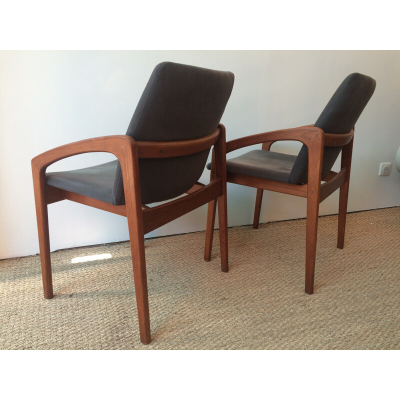 Pair of teak Scandinavian chairs by Kai Kristiansen -1960s