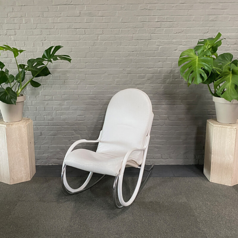 Chaise à bascule vintage Nonna en bois courbé et acier chromé par Paul Tuttle pour WK Wohnen, Allemagne 1970