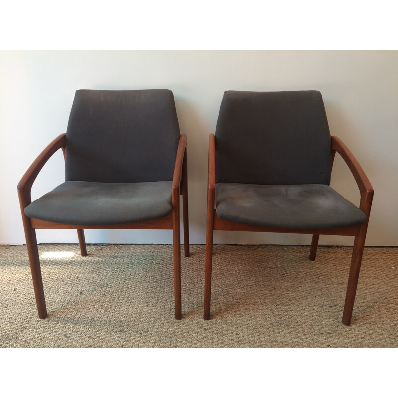 Pair of teak Scandinavian chairs by Kai Kristiansen -1960s