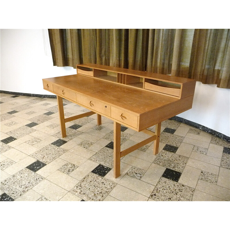 Vintage eikenhouten Flip-Top bureau van Jens Quistgaard voor Løvig, Denemarken 1960