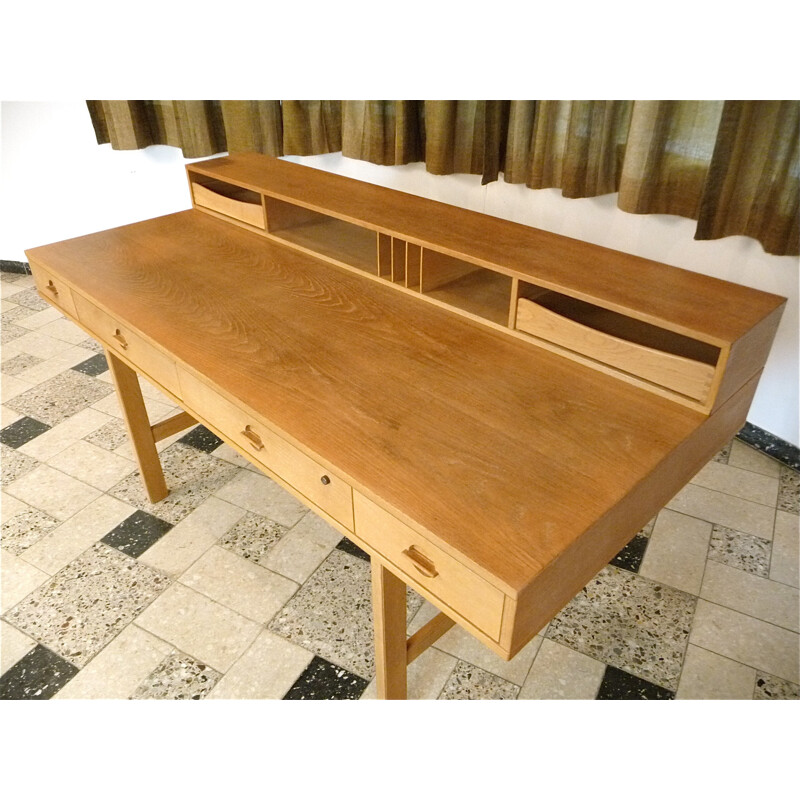 Vintage eikenhouten Flip-Top bureau van Jens Quistgaard voor Løvig, Denemarken 1960