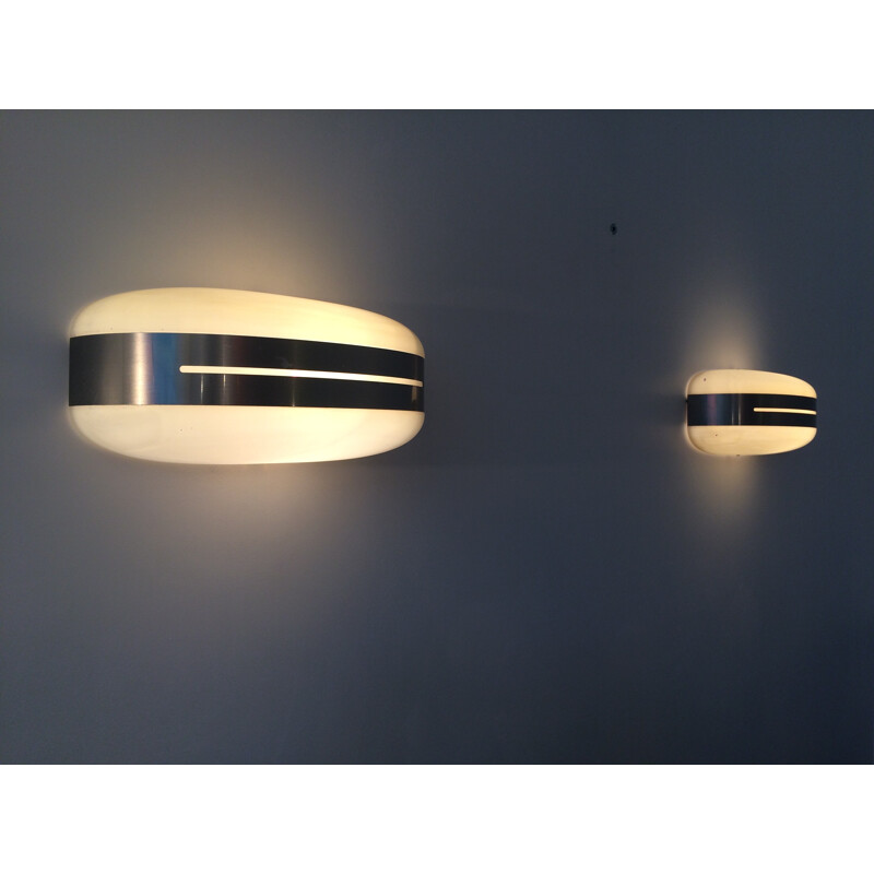 Pair of Philips wall lamps in perpex and metal -  1970s