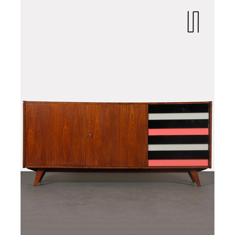 Vintage sideboard model U-460 in stained oak by Jiroutek for Interier Praha, Czechoslovakia 1960