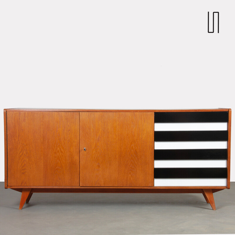 Vintage sideboard model U-460 in oak by Jiri Jiroutek for Interier Praha, Czechoslovakia 1960