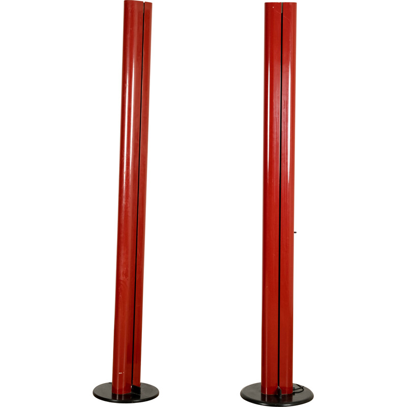 Pair of vintage "Megaron" floor lamps in lacquered aluminum and steel by Gianfranco Frattini for Artemide, 1979