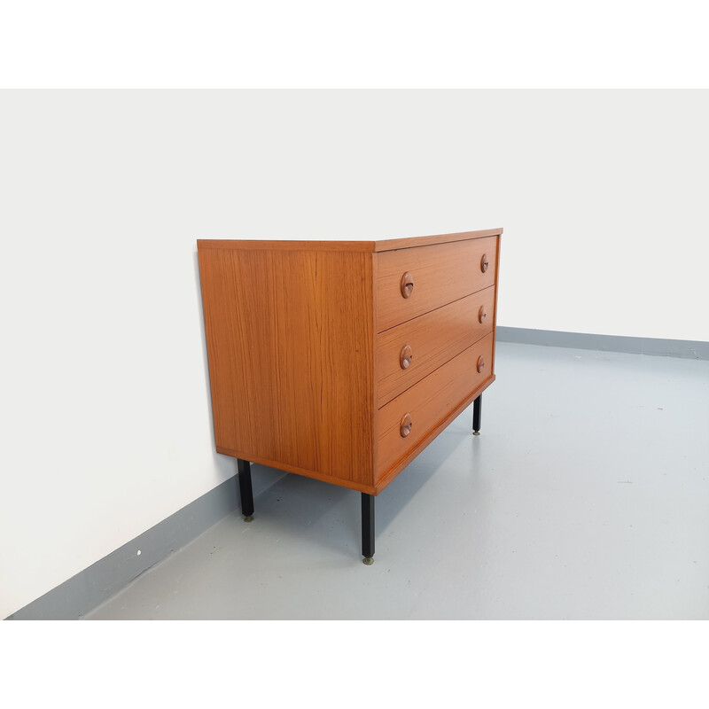 Vintage chest of drawers in teak and black metal, 1960