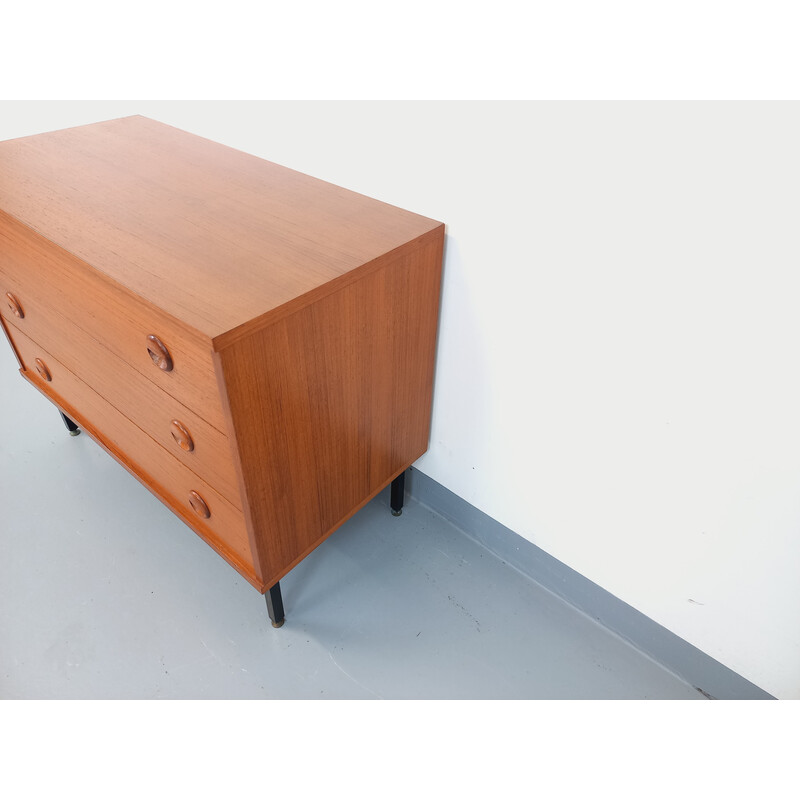 Vintage chest of drawers in teak and black metal, 1960