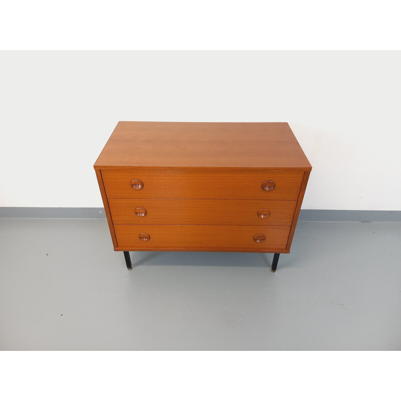 Vintage chest of drawers in teak and black metal, 1960