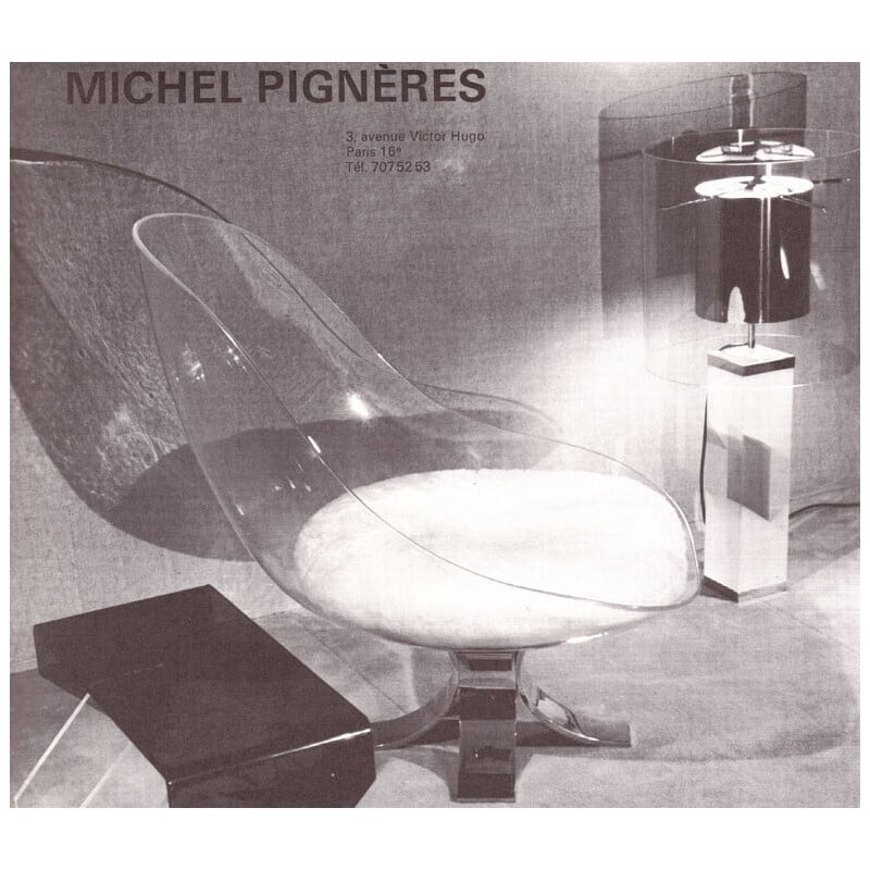 Poltrona a uovo vintage in acciaio e velluto di Michel Pigneres, 1972