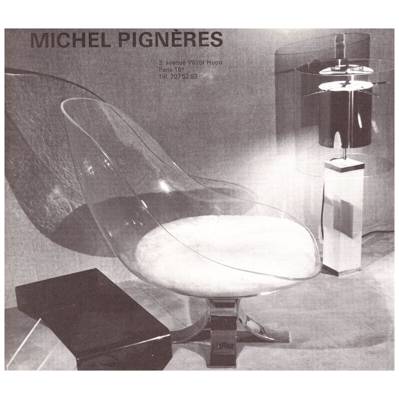 Sillón huevo vintage de acero y terciopelo de Michel Pigneres, 1972