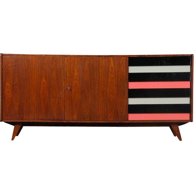 Vintage sideboard model U-460 in stained oak by Jiroutek for Interier Praha, Czechoslovakia 1960