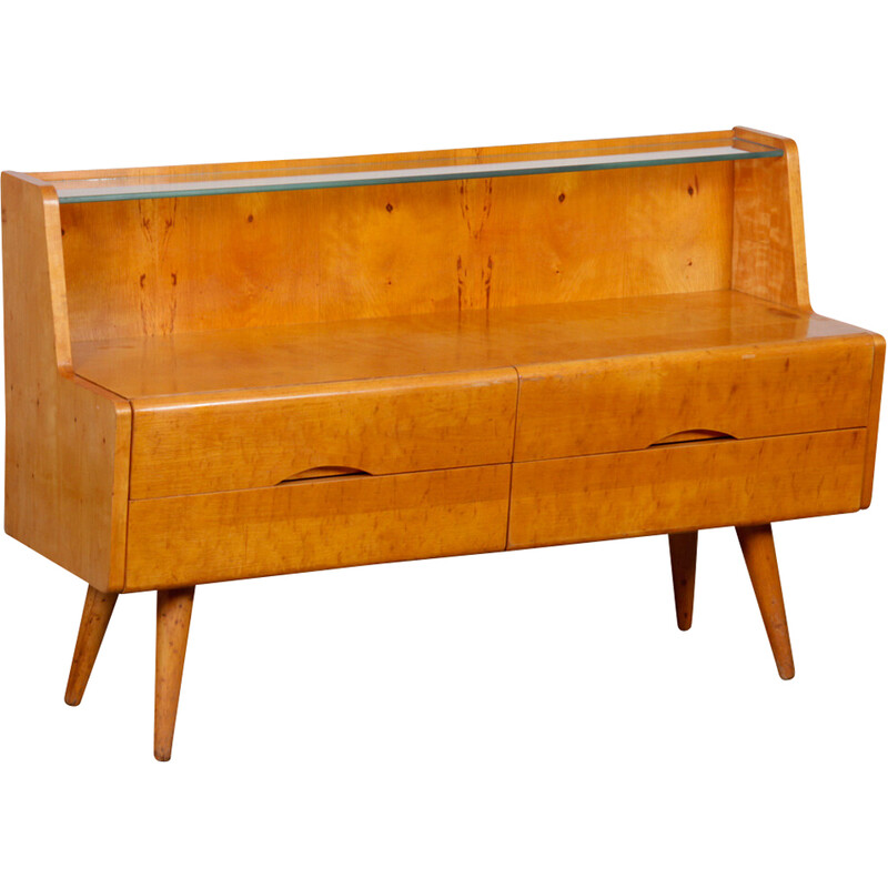 Rangement vintage en bois et verre, 1960