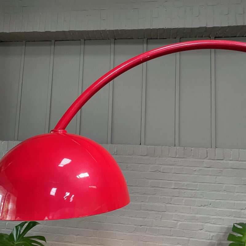 Vintage arc floor lamp in steel and fiberglass, Italy 1970