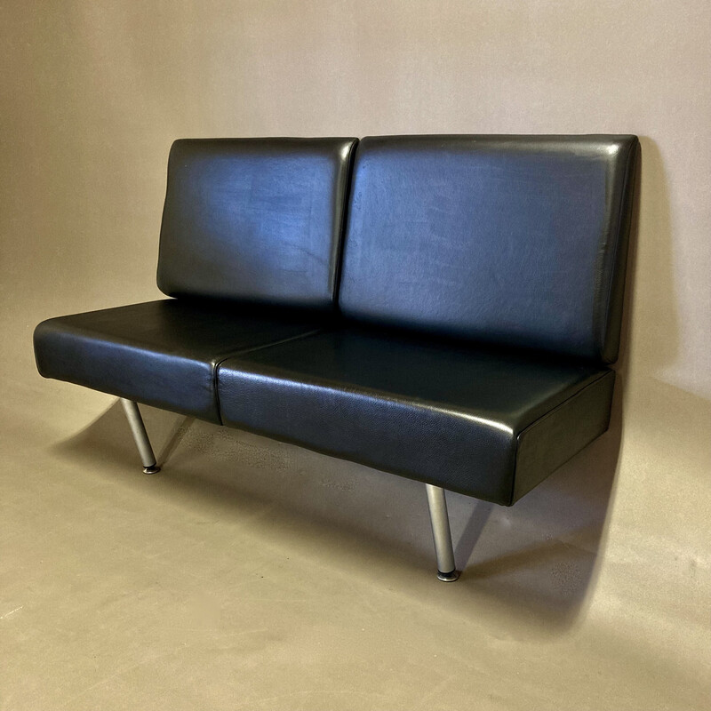 Vintage 2-Sitzer-Sofa aus Leder und Metall
