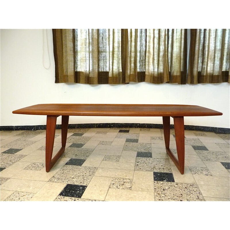 Danish teak coffee table with boat-shaped - 1960s