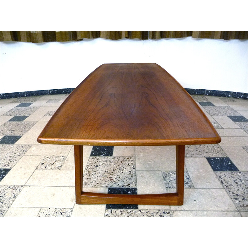 Danish teak coffee table with boat-shaped - 1960s