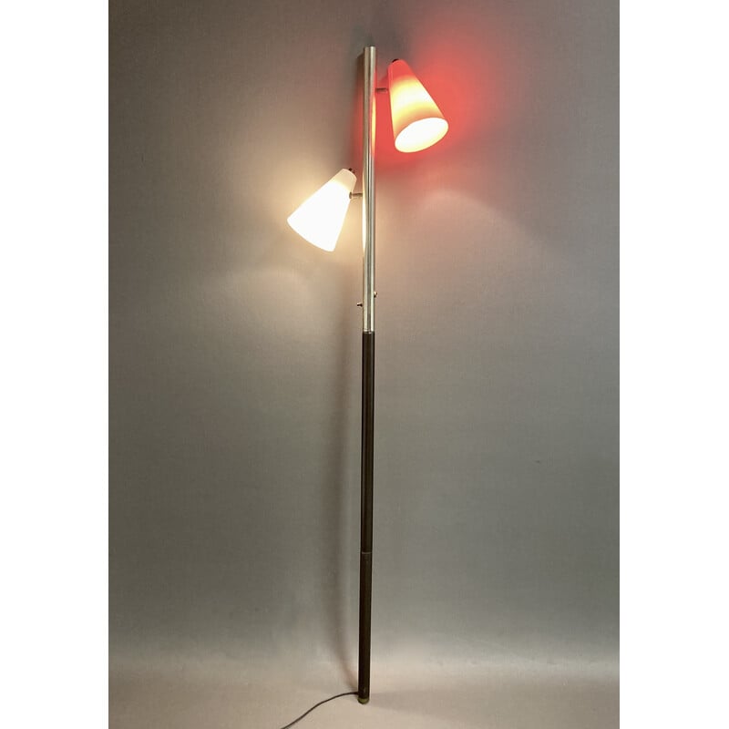 Lámpara de pie americana vintage de metal, 1950